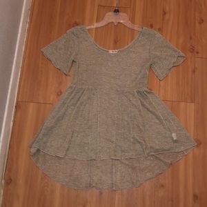 Sheer golden blouse with high low hem